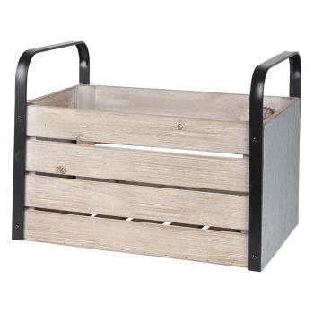 Preview: 2er Set Holzkisten verzinkt mit Metallgriffen